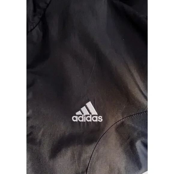 Adidas Mens 3 stripe hoodie track jacket sz S Run black windbreaker full zip - Picture 6 of 6